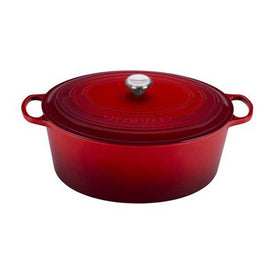 Signature 15.5-Quart Cast Iron Oval Dutch Oven with Stainless Steel Knob - Cerise