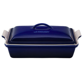 Heritage 4-Quart Stoneware Covered Rectangular Casserole - Indigo