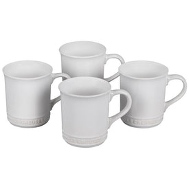 14 Oz Stoneware Mugs Set of 4 - White