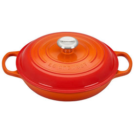 Signature 2.25-Quart Cast Iron Braiser with Stainless Steel Knob - Flame