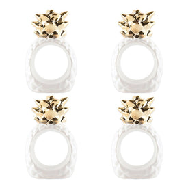 DII Gold Pineapple Napkin Rings Set of 4