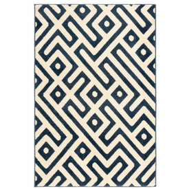 4' x 6' Indoor/Outdoor Backless Rug with 5000 Hours of UV Protection - Greek Key Royal Blue