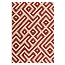 4' x 6' Indoor/Outdoor Backless Rug with 5000 Hours of UV Protection - Greek Key Red