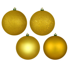 6" Medallion Gold Four-Finish Ball Christmas Ornaments 4 Per Bag