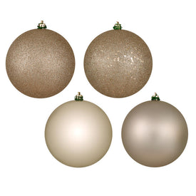 6" Oat Four-Finish Ball Christmas Ornaments 4 Per Bag