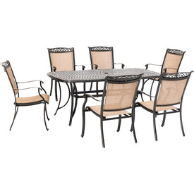 Fontana Seven-Piece Outdoor Dining Set with 38" x 72" Cast-Top Table