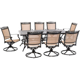 Fontana Nine-Piece Outdoor Dining Set with 42" x 84" Cast-Top Table