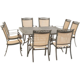 Fontana Nine-Piece Outdoor Dining Set with 60" Square Cast-Top Table