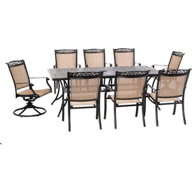 Fontana Nine-Piece Outdoor Dining Set with 42" x 84" Cast-Top Table