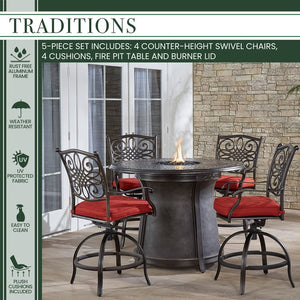 TRAD5PCFPRD-BR-R Outdoor/Patio Furniture/Patio Dining Sets