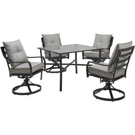 Lavallette Five-Piece Dining Set with 42" Square Glass-Top Table