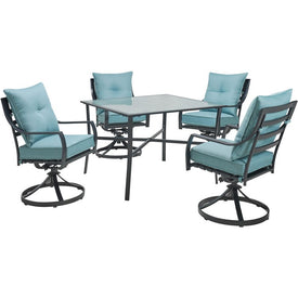 Lavallette Five-Piece Dining Set with 42" Square Glass-Top Table