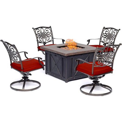 TRAD5PCDSW4FP-RED Outdoor/Patio Furniture/Patio Conversation Sets