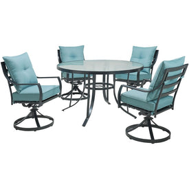 Lavallette Five-Piece Dining Set with 52" Round Glass-Top Table