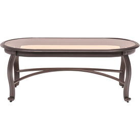 Gramercy 23" x 46" Outdoor Coffee Table with Smoked Tempered Glass Tabletop