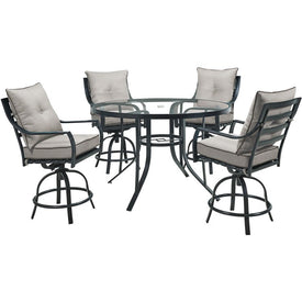 Lavallette Five-Piece Counter-Height Dining Set with 52" Round Glass-Top Table