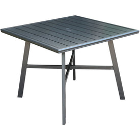 All-Weather Commercial-Grade Aluminum 38" Square Slat-Top Dining Table