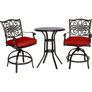 TRAD3PCSWBR-RED Outdoor/Patio Furniture/Outdoor Bistro Sets