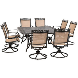 Fontana Nine-Piece Outdoor Dining Set with 60" Square Cast-Top Table