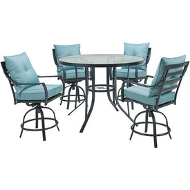 Lavallette Five-Piece Counter-Height Dining Set with 52" Round Glass-Top Table