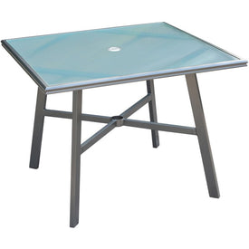 All-Weather Commercial-Grade Aluminum 38" Square Glass-Top Dining Table