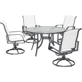Phoenix Five-Piece Dining Set 48" Round Glass-Top Table