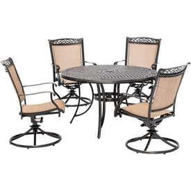 Fontana Five-Piece Outdoor Dining Set with 48" Cast-Top Table