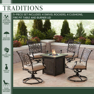 TRAD5PCSWFPSQ-TAN Outdoor/Patio Furniture/Patio Conversation Sets
