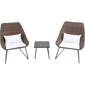 Three-Piece Wicker Scoop Chat Set with Cushions