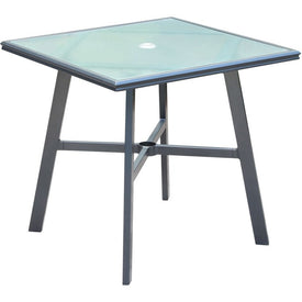 All-Weather Commercial-Grade Aluminum 30" Square Glass-Top Bistro Table