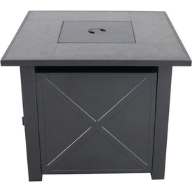 Naples 40,000 BTU Tile-Top Gas Fire Pit Table with Burner Cover and Lava Rocks