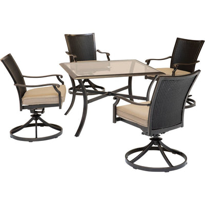 TRADDNWB5PCSWSQG-TAN Outdoor/Patio Furniture/Patio Dining Sets