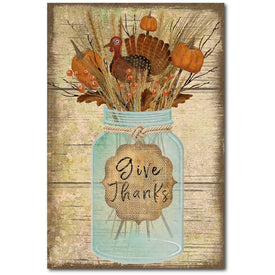 Give Thanks Jar 12" x 18" Gallery-Wrapped Canvas Wall Art