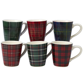 Christmas Plaid 16 Oz Mugs Set of 6