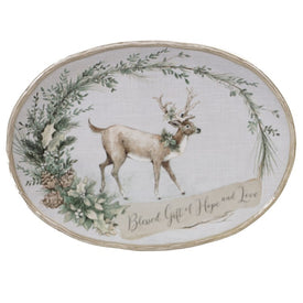 Holly and Ivy 16" x 12" Oval Platter