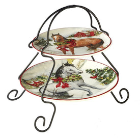 Christmas on the Farm Two-Tier Server (7" and 9" plate)