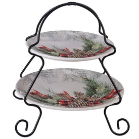Holly and Ivy Two-Tier Server (7 and 9" plate)