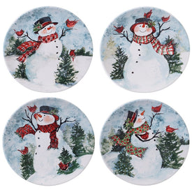 Watercolor Snowman 11" Dinner Plates Set of 4