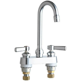 Sink Faucet 4" 2 Lever ADA Polished Chrome Gooseneck