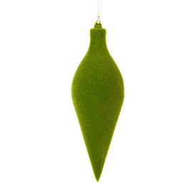 12" Moss Green Flock Oval Finial Ornaments 3 Per Bag