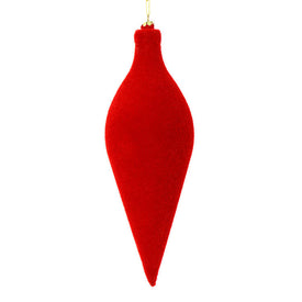 12" Red Flocked Oval Finial Ornaments 3 Per Bag