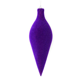 12" Purple Flocked Oval Finial Ornaments 3 Per Bag