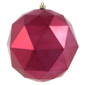 6" Berry Red Shiny Geometric Balls Ornaments 4 Per Bag