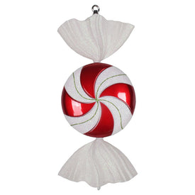 18.5" Red-White Swirl Candy Glitter Ornament