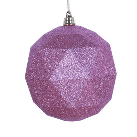 6" Mauve Glitter Geometric Balls Ornaments 4 Per Bag