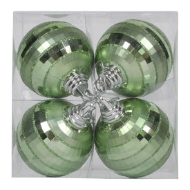 4" Celadon Shiny/Matte Mirror Balls Ornaments 4 Per Box