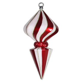 12" Red/White Striped Diamond Finial