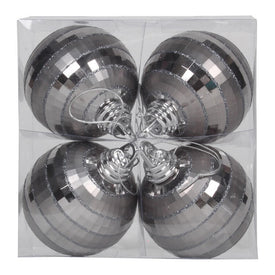4" Pewter Shiny/Matte Mirror Balls 4 Per Box