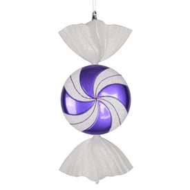18.5" Purple-White Swirl Candy Glitter Ornament