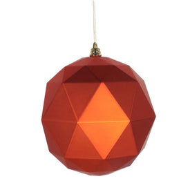 6" Burnish Orange Matte Geometric Balls Ornaments 4 Per Bag